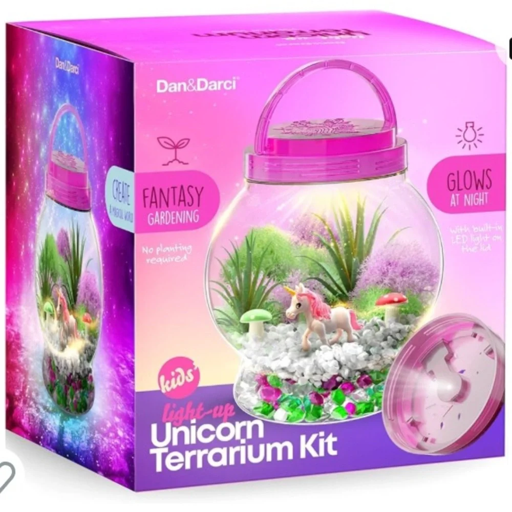 Light Up Unicorn Terrarium Kit Fantasy Night Glowing Gardening